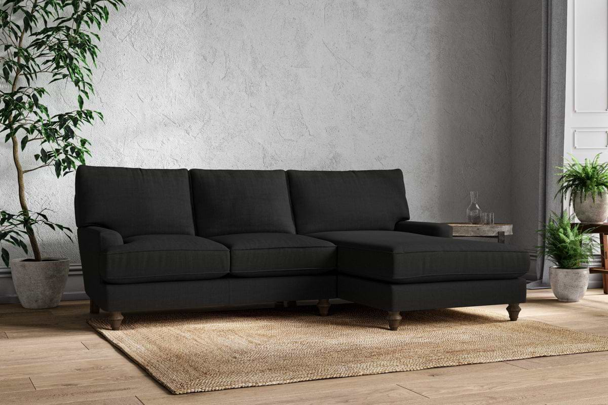 Nkuku MAKE TO ORDER Marri Large Right Hand Chaise Sofa - Brera Linen Charcoal