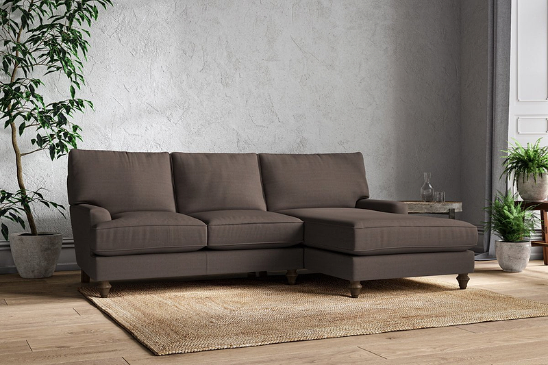 Nkuku MAKE TO ORDER Marri Large Right Hand Chaise Sofa - Recycled Cotton Mocha