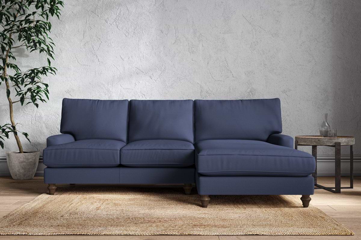 Nkuku MAKE TO ORDER Marri Large Right Hand Chaise Sofa - Recycled Cotton Navy
