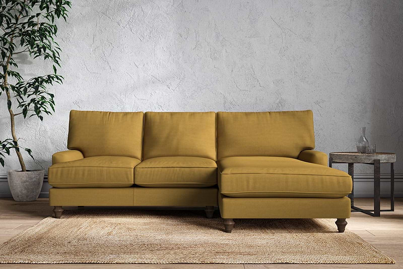 Nkuku MAKE TO ORDER Marri Large Right Hand Chaise Sofa - Recycled Cotton Ochre
