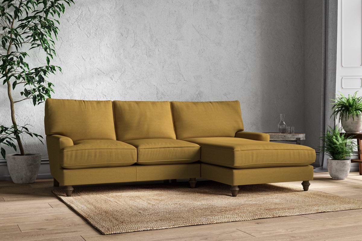 Nkuku MAKE TO ORDER Marri Large Right Hand Chaise Sofa - Recycled Cotton Ochre