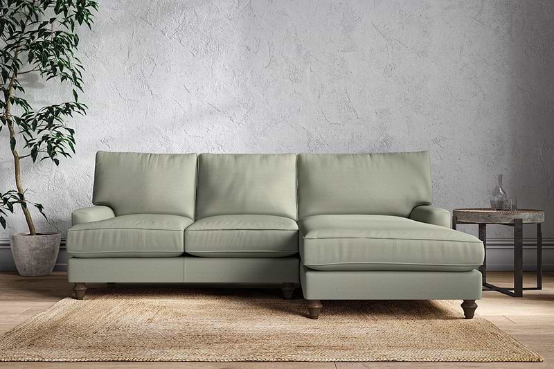 Nkuku MAKE TO ORDER Marri Large Right Hand Chaise Sofa - Recycled Cotton Seaspray