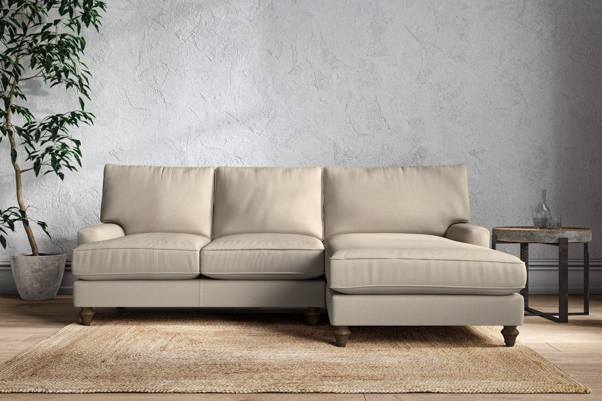 Nkuku MAKE TO ORDER Marri Large Right Hand Chaise Sofa - Recycled Cotton Stone