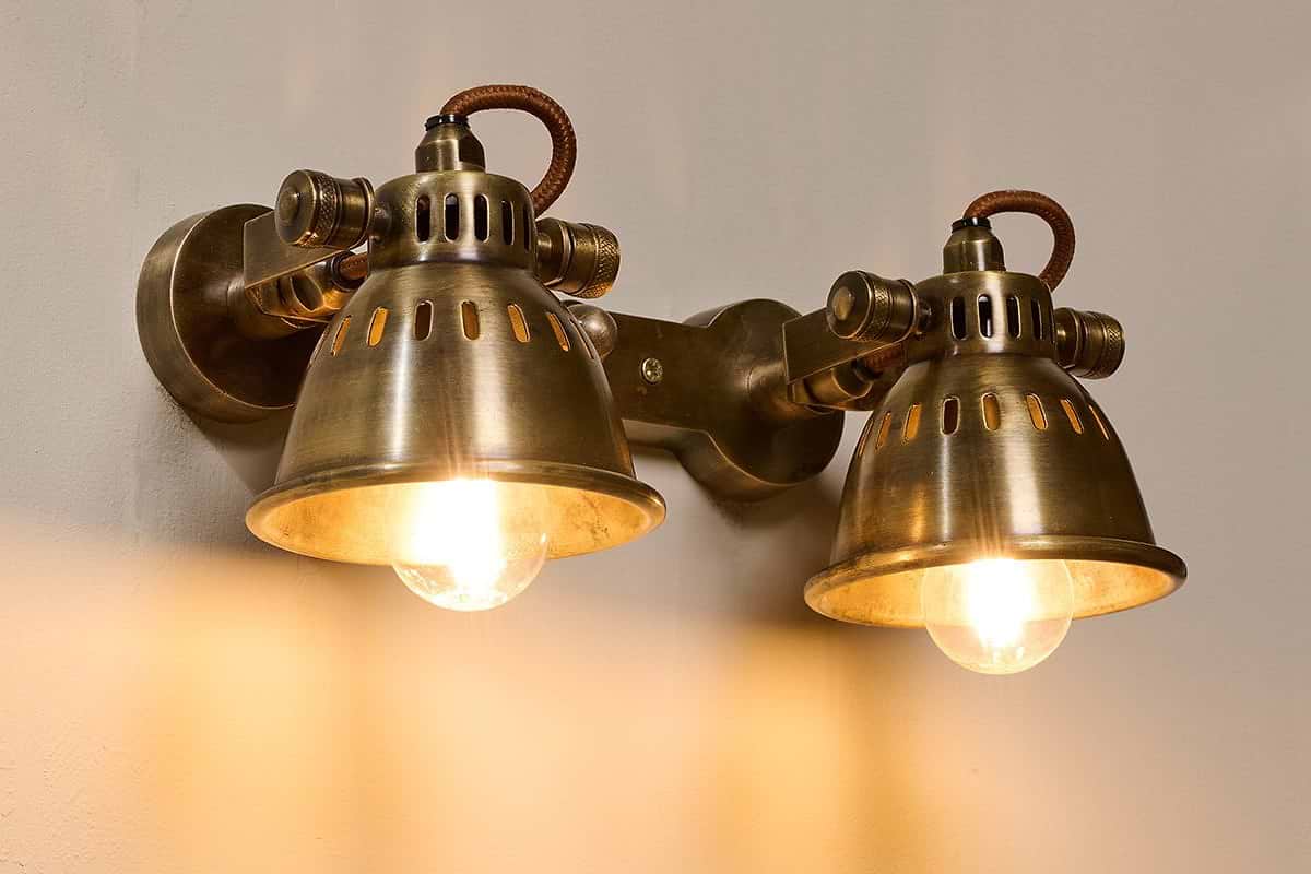 Tubu Brass Double Spot Light - Antique Brass – nkuku