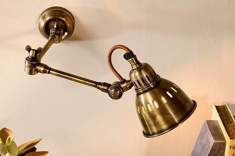 nkuku LIGHTS Tubu Brass Extendable Wall Light - Antique Brass