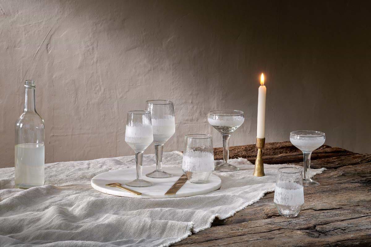 Anara Etched Wine Glass - Clear - (Set of 4) - Large-nkuku