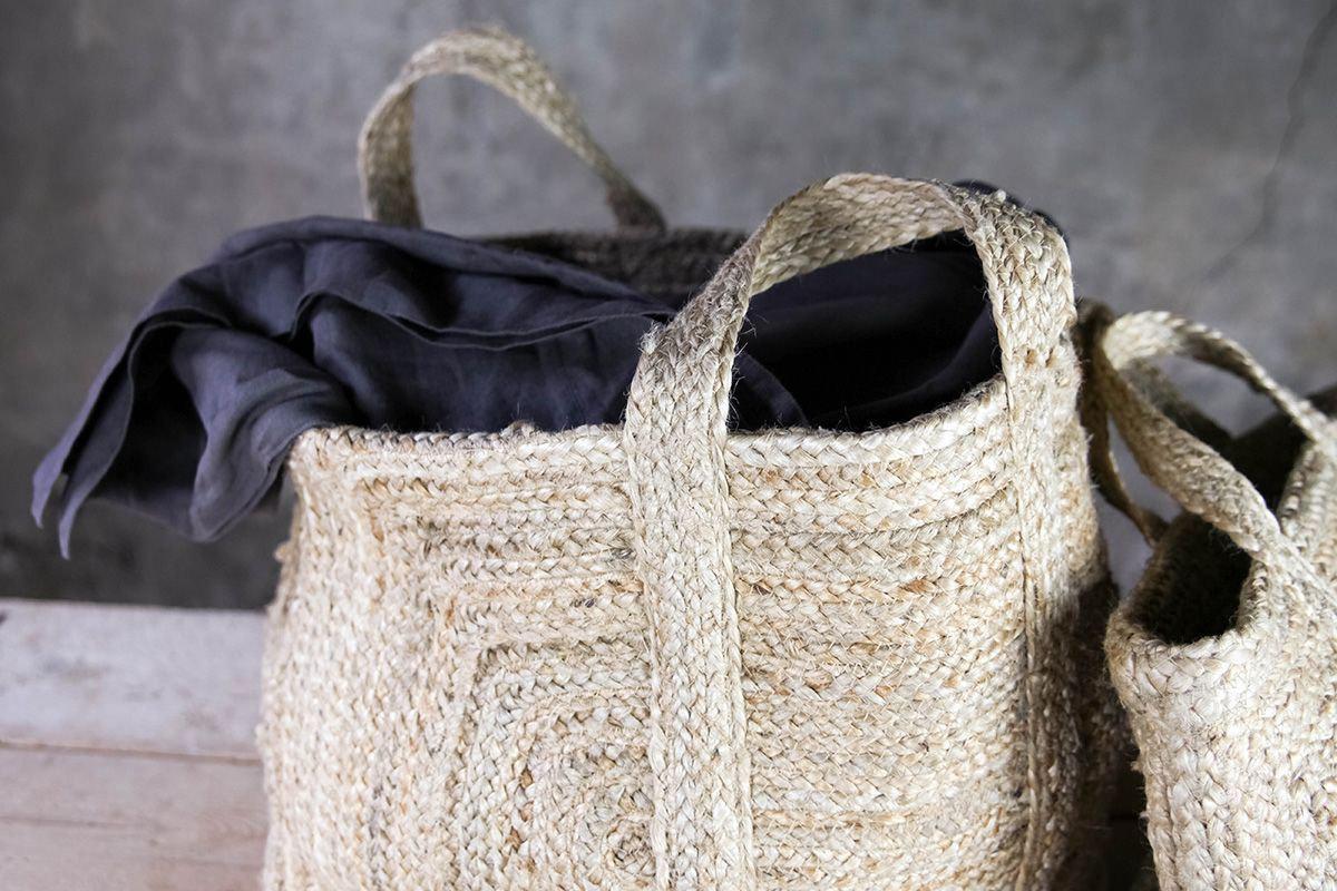 Braided Hemp Storage Basket - Natural-nkuku