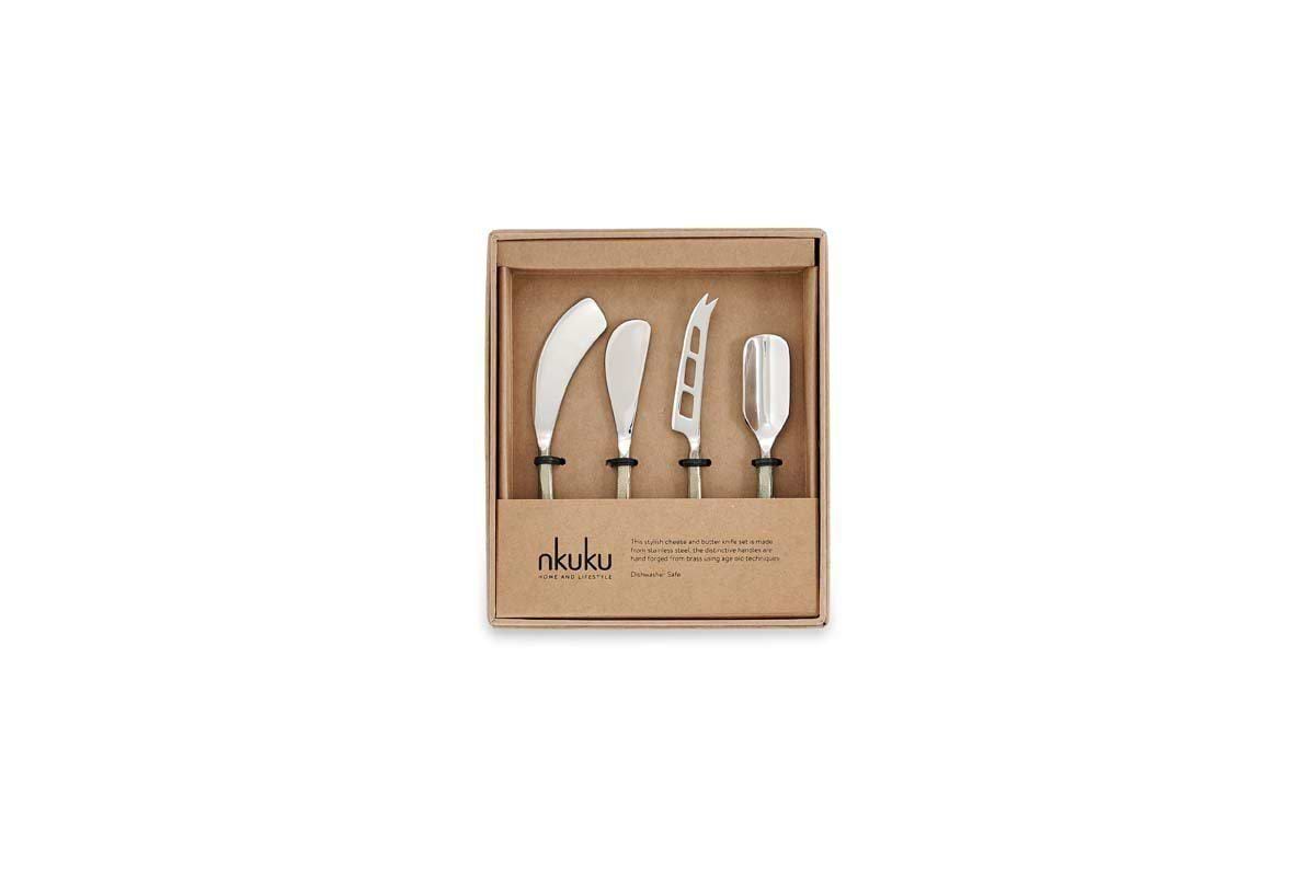 Darsa Cheese Knife Set - Brushed Gold (Set of 4)-nkuku