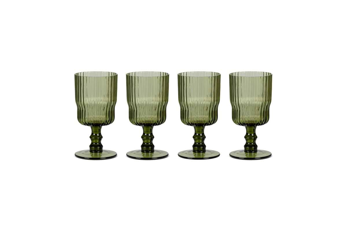 Fali Wine Glass - Olive - (Set of 4)-nkuku