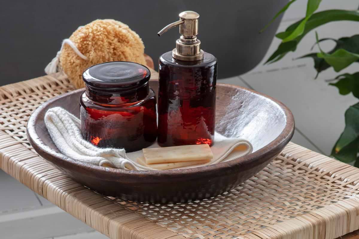 Ilcoso Recycled Hammered Glass Soap Dispenser - Amber-nkuku