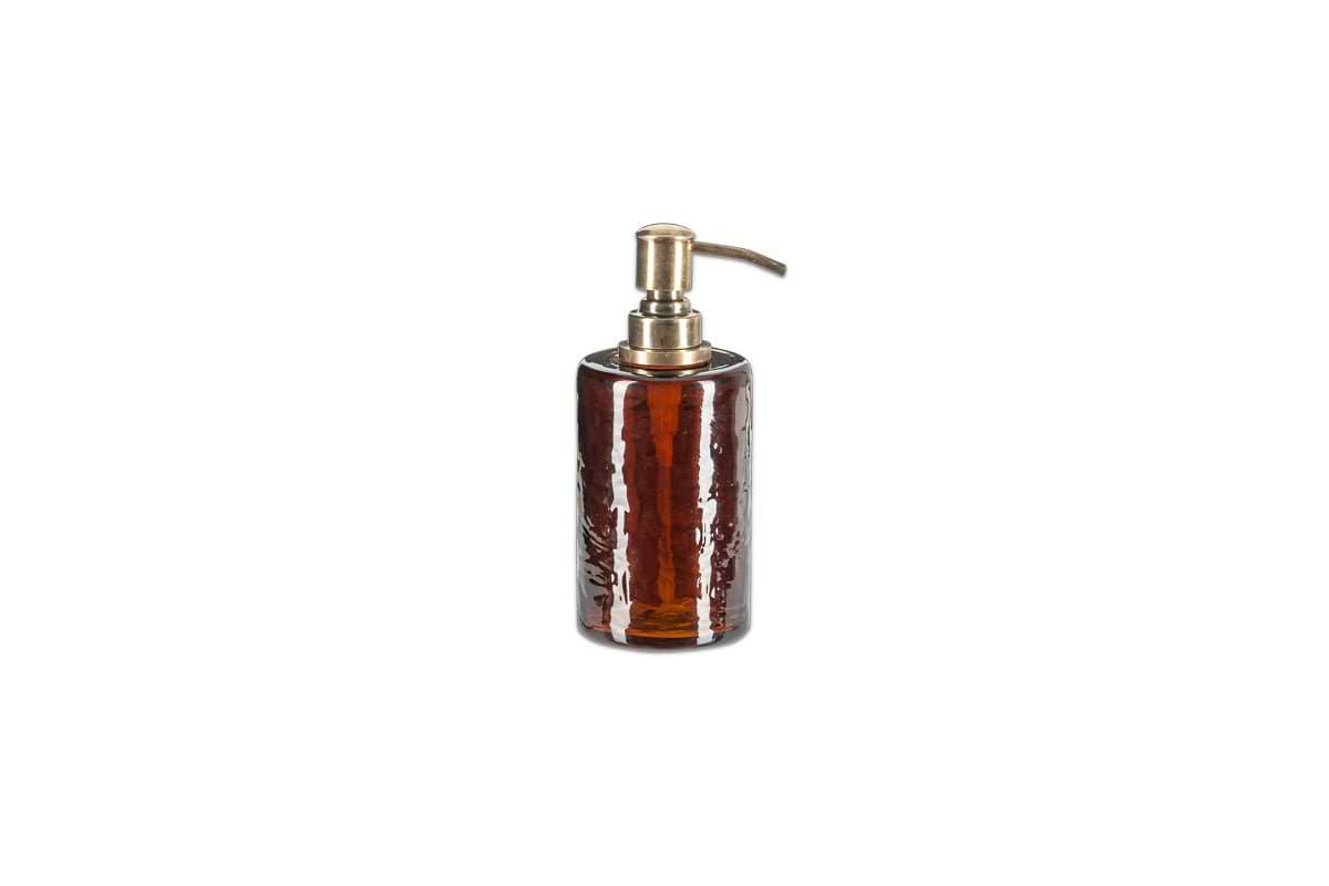Ilcoso Recycled Hammered Glass Soap Dispenser - Amber-nkuku