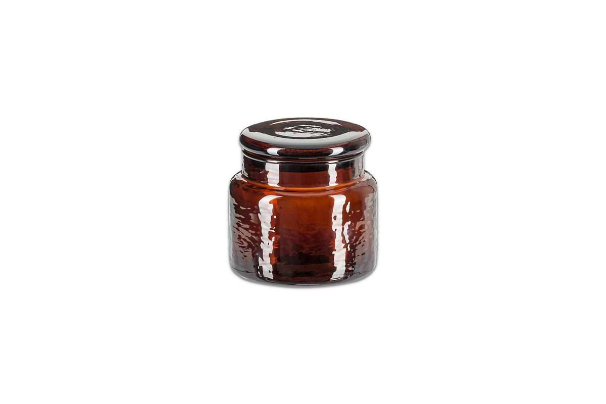 Ilcoso Recycled Hammered Glass Storage Pot - Amber-nkuku