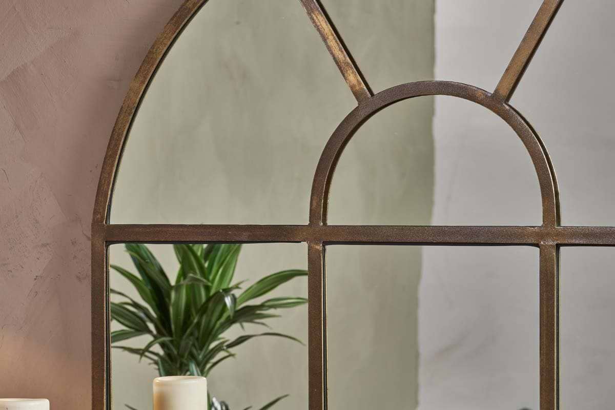 Imoma Iron Overmantel Arch Mirror - Brass-nkuku