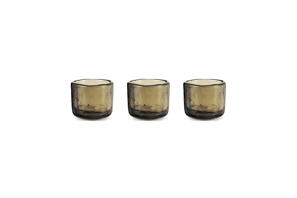 Irda Glass Small Tealight - Smoke Brown - Small (Set of 3)