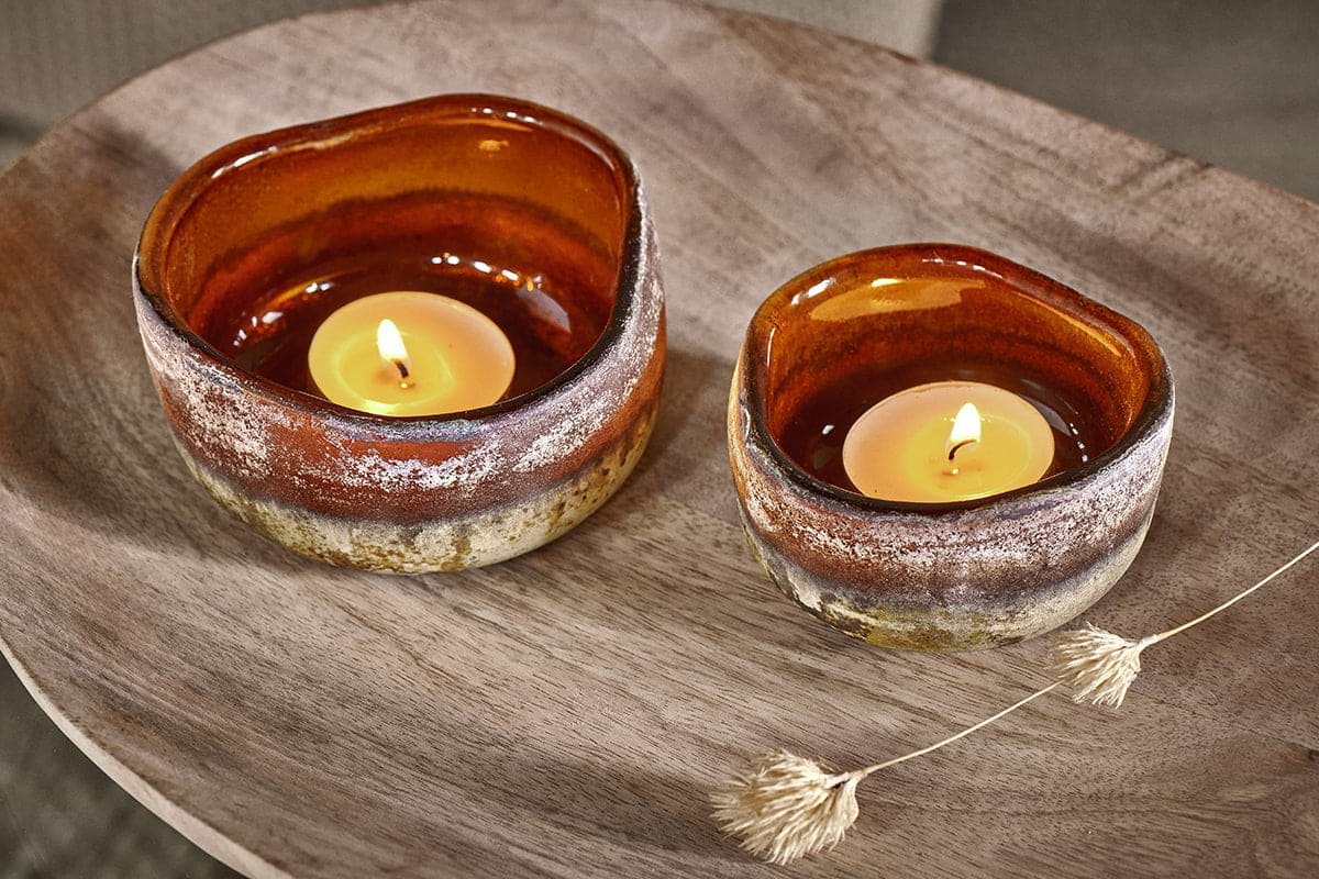 Janka Glass Tealights - (Set of 2)-nkuku