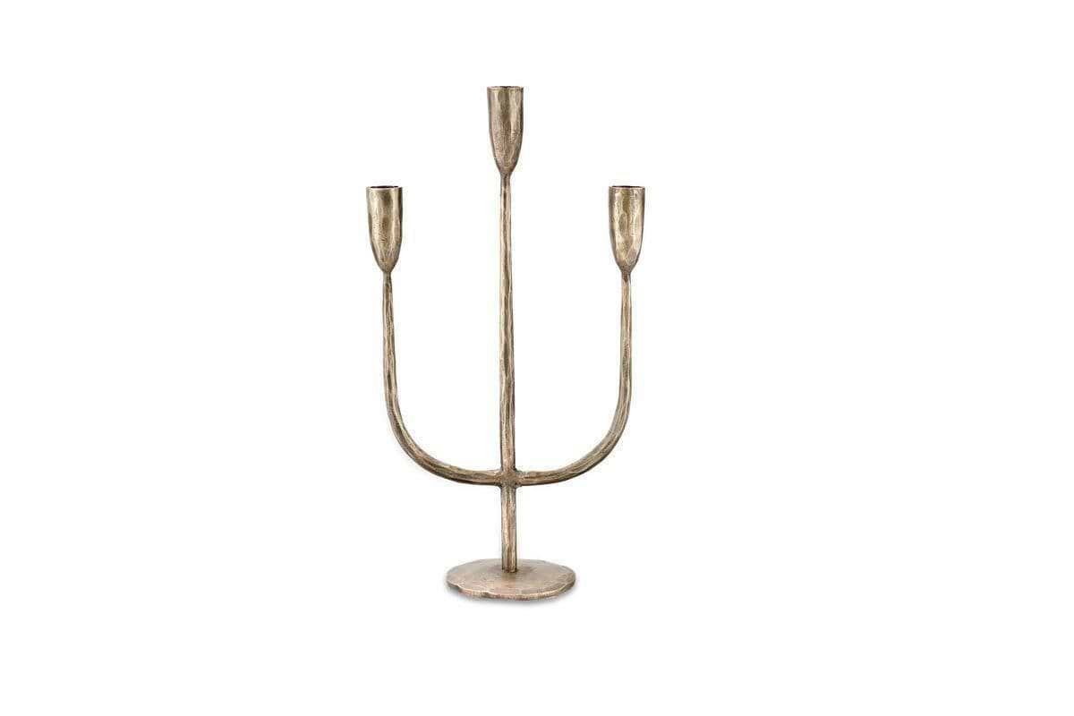 Mbata Brass Candelabra - Antique Brass-nkuku