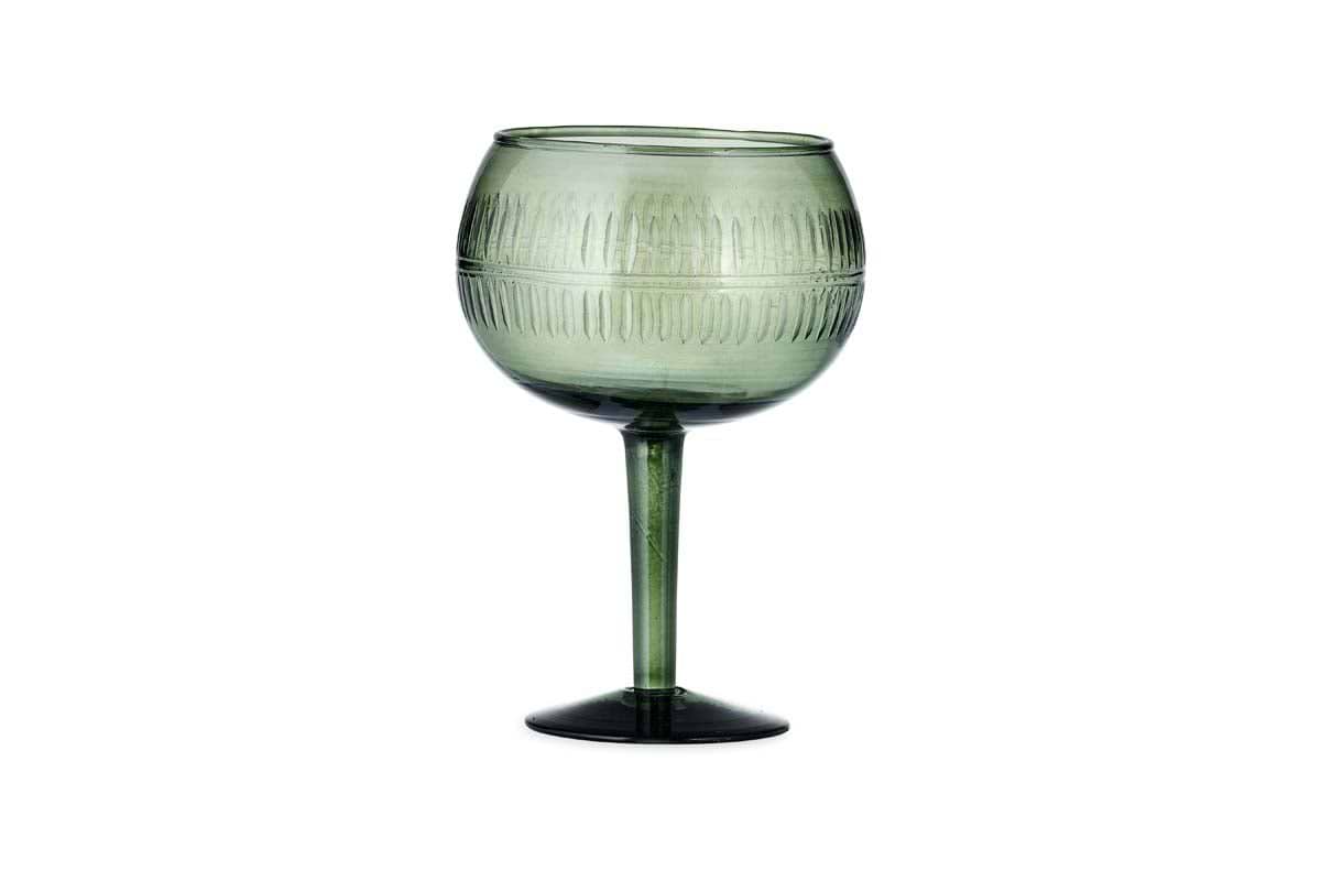 Mila Gin Glass - Dark Emerald - (Set of 2)-nkuku