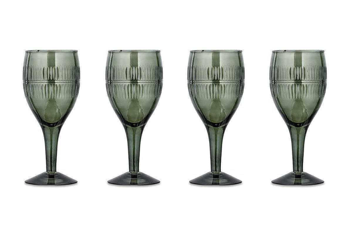 Mila Wine Glass - Dark Emerald (Set of 4)-nkuku