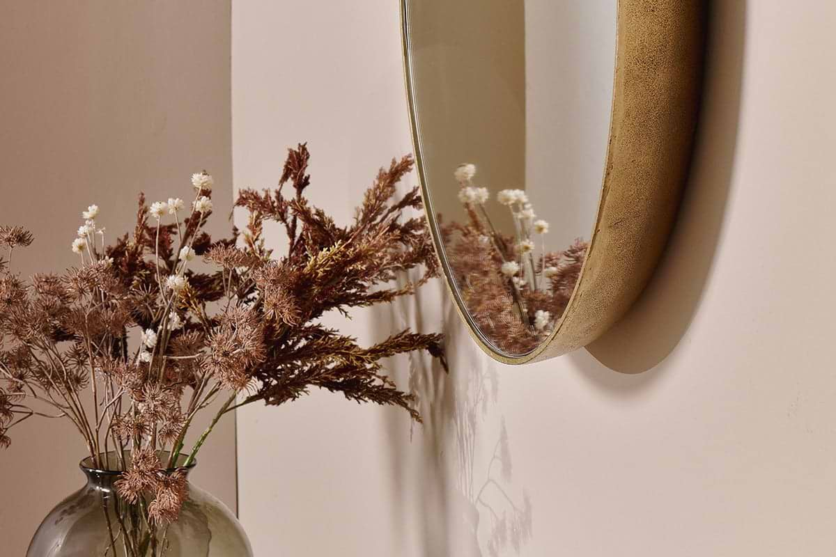 Olena Round Mirror - Antique Brass-nkuku