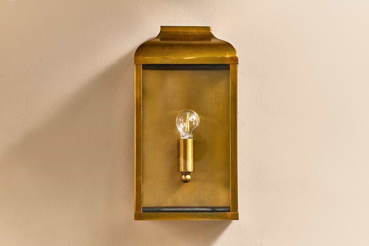 Riad Outdoor Lantern - Antique Brass And Clear-nkuku