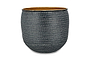 Tembesi Etched Planter - Antique Black & Brass-nkuku