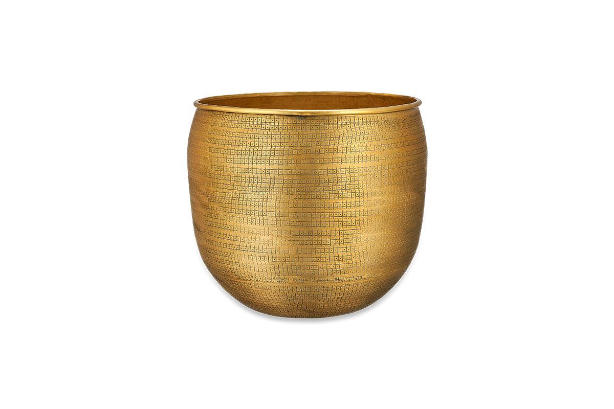 Tembesi Etched Planter - Antique Brass-nkuku