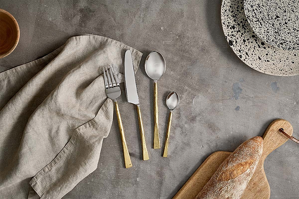 Usa Cutlery Set - Brushed Gold (Set of 16)-nkuku