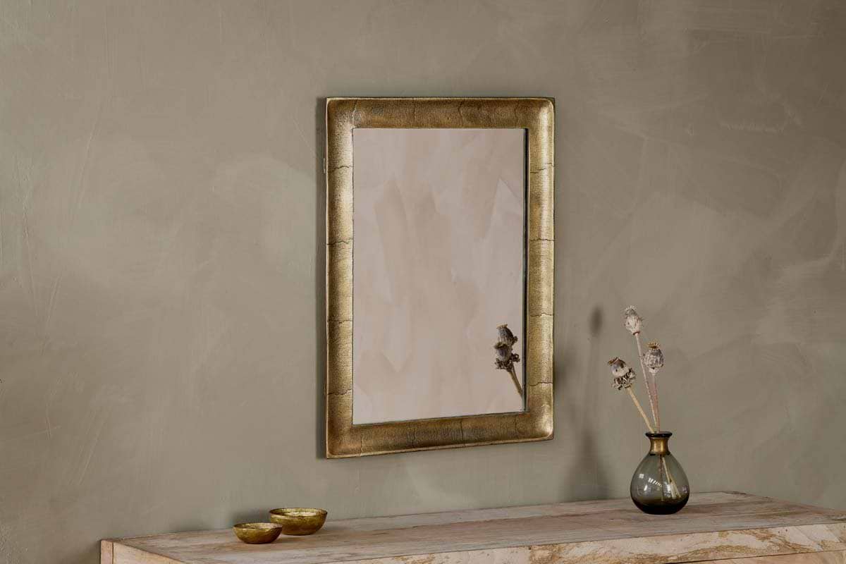 Yadur Rectangular Mirror - Antique Brass - Small-nkuku