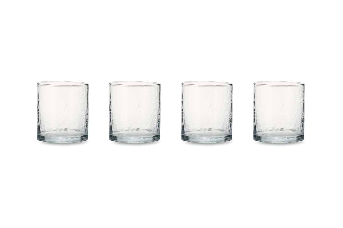Yala Hammered Tumbler - Clear Glass (Set of 4)-nkuku