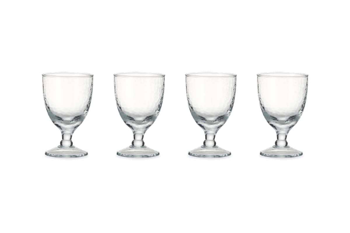 Yala Hammered Wine Glass - Clear Glass (Set of 4)-nkuku