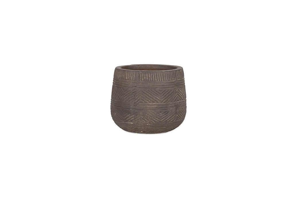 Zadie Etched Ceramic Planter - Grey - Small