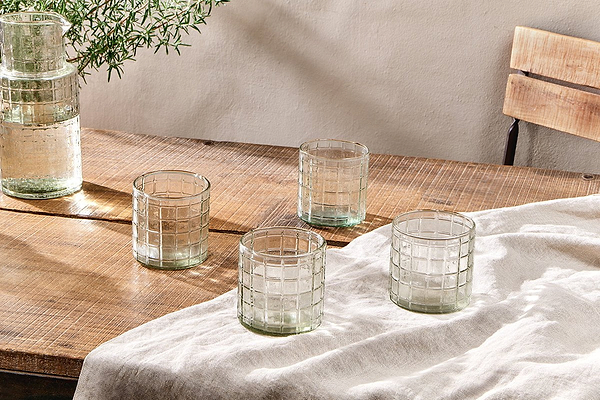 nkuku GLASSWARE Adhit Glass Tumbler - Clear - Set of 4