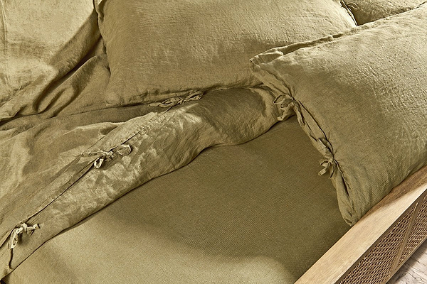 Nkuku TEXTILES Adya Linen Duvet Cover - Olive