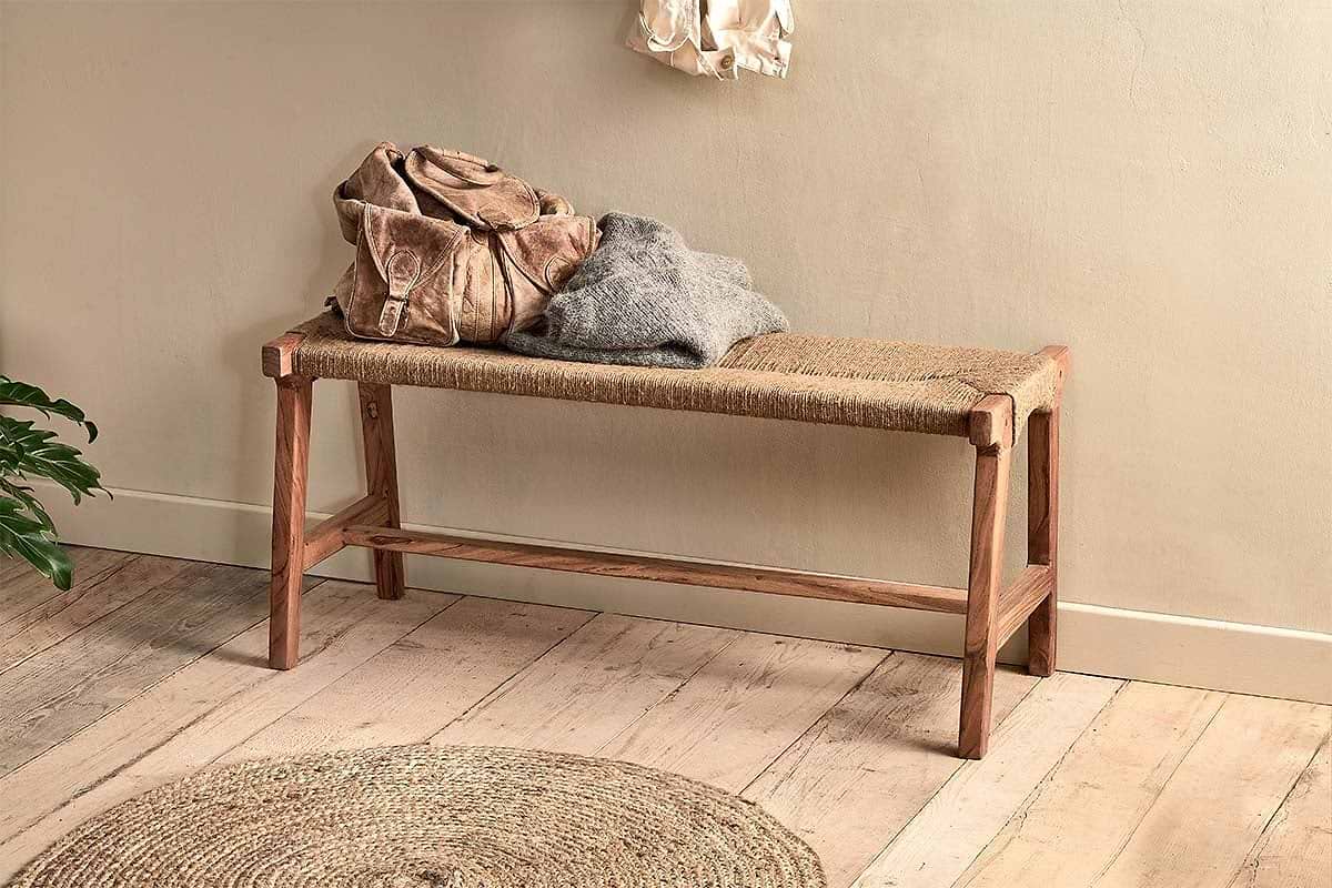 Amhara Acacia Jute Woven Bench Nkuku