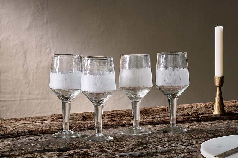 Nkuku Sigiri Small Wine Glass - Clear - Set of 4 - Silver Mushroom