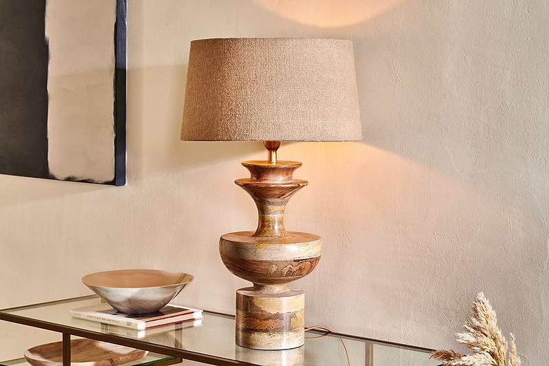 Nkuku LAMPS AND SHADES Badur Mango Wood Table Lamp