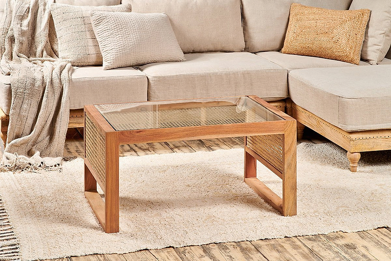 nkuku TABLES Balibar Cane & Glass Coffee Table