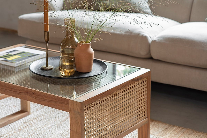 nkuku TABLES Balibar Cane & Glass Coffee Table