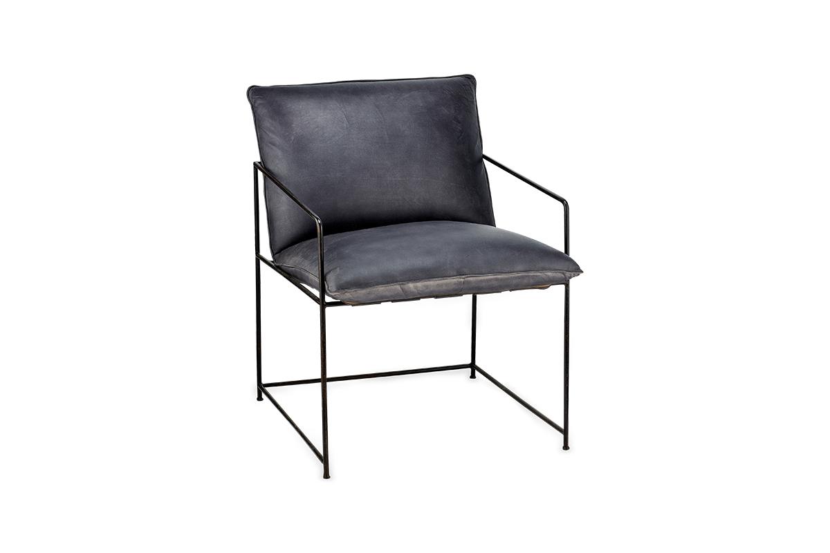 Nkuku Furniture Durium Leather Lounger - Aged Black