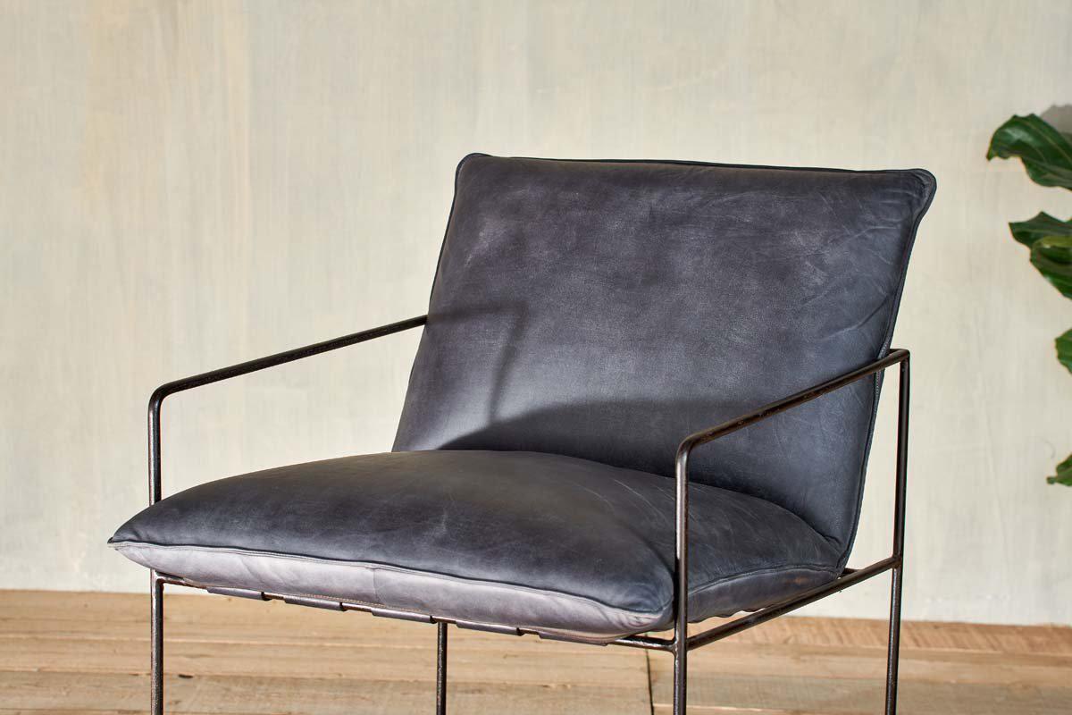 Nkuku Furniture Durium Leather Lounger - Aged Black