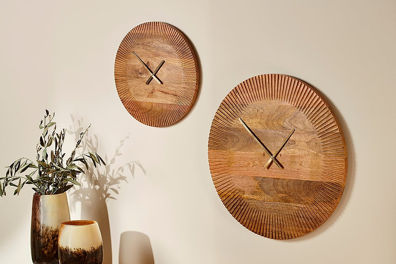 nkuku MIRRORS WALL ART & CLOCKS Eady Mango Wood Clock - Small