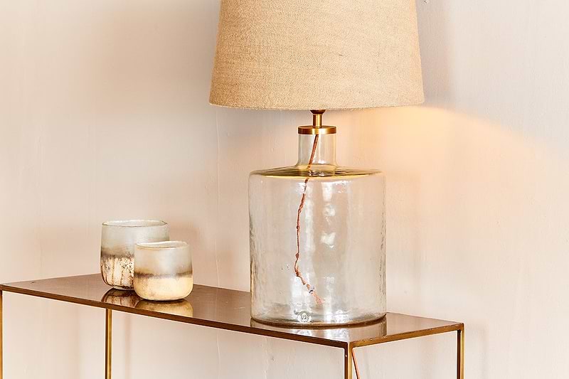 nkuku LAMPS AND SHADES Edina Recycled Glass Table Lamp - Clear - Large