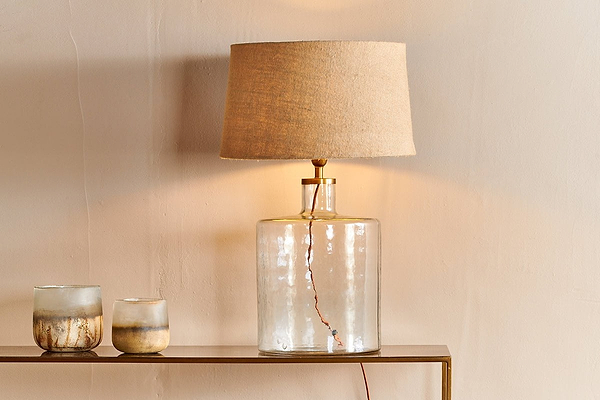 nkuku LAMPS AND SHADES Edina Recycled Glass Table Lamp - Clear - Large