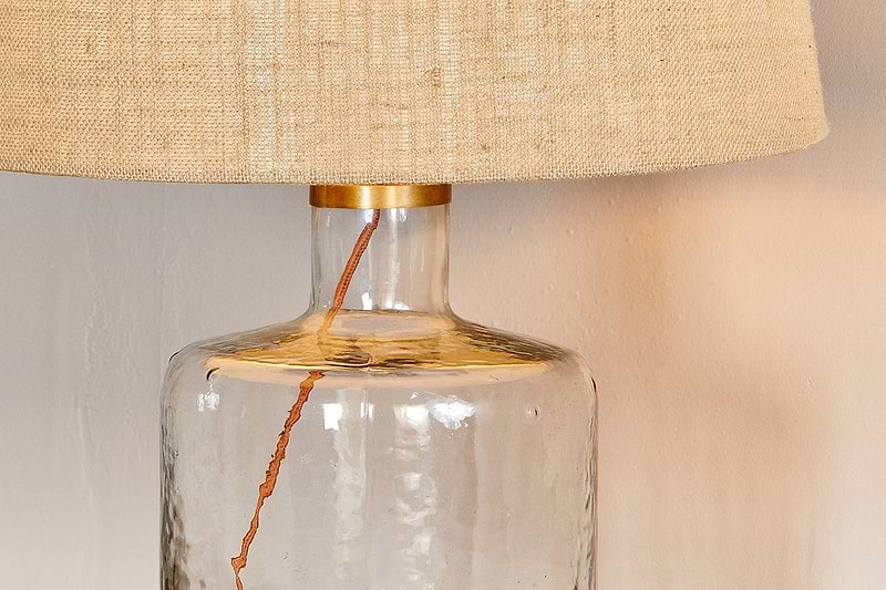 nkuku LAMPS AND SHADES Edina Recycled Glass Table Lamp - Clear - Large