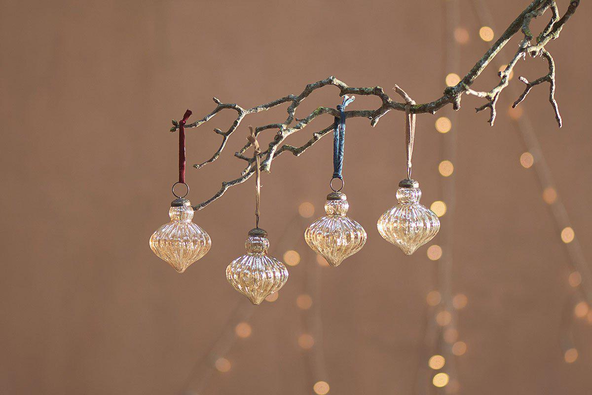 Nkuku Christmas Decorations Eliza Baubles - Gold Lustre (Set of 4)