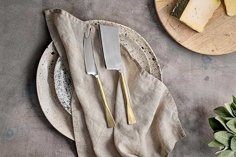 Nkuku Tableware Ena Cheese Knife Set - Brushed Gold