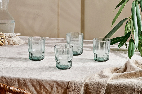 nkuku GLASSWARE Fali Tumbler - Blue - Set of 4