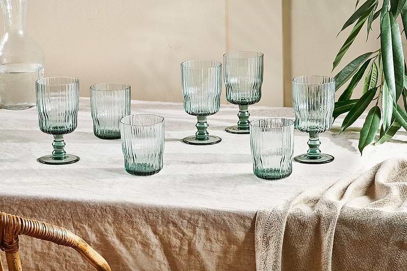 nkuku GLASSWARE Fali Wine Glass - Blue - Set of 4