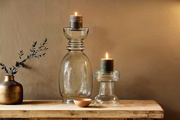 Nkuku CANDLES HOLDERS & LANTERNS Hapua Glass Candle Holder