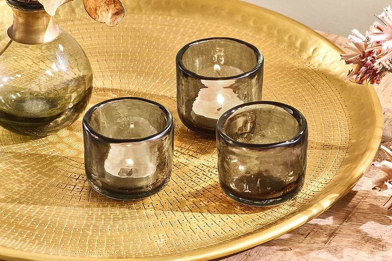 Nkuku CANDLES HOLDERS & LANTERNS Irda Glass Small Tealight
